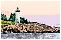 Sunset by Franklin Island Lighthouse Tower - Digital Painting